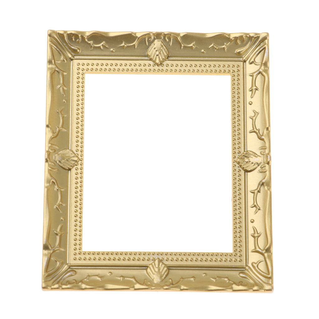 1/12 Dolls House Mini Picture Golden Frame Mural Wall Painting Decoration 