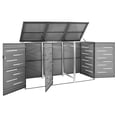 thumbnail image 3 of vidaXL Triple Wheelie Bin Shed 81.5"x30.5"x44.3" Stainless Steel, 3 of 11