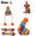 thumbnail image 2 of Apuakthei Ropa para mascotas Suéter Cachorro Perro Gato Traje de invierno cálido 6 piezas/conjunto Gorro de punto a rayas Calcetines Bufanda, 2 of 6