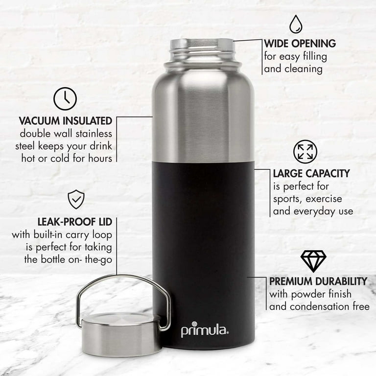 Primula Discovery 40 oz. Double Wall Vacuum Sealed Stainless Steel Thermos  Bottle, Black 