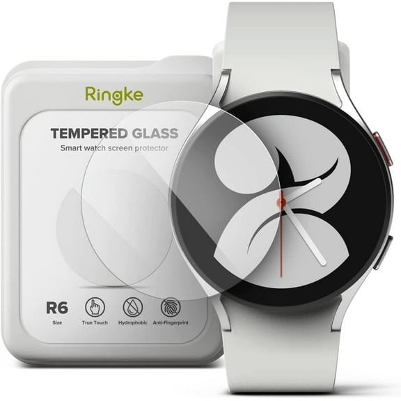 Ringke Glass [4 Pack/Multi-Layer Protection] Compatible with Samsung Galaxy Watch 5 44mm Screen Protector (2022) and Galaxy Watch 4 44mm Screen Protector, Tempered Glass Cover - R6