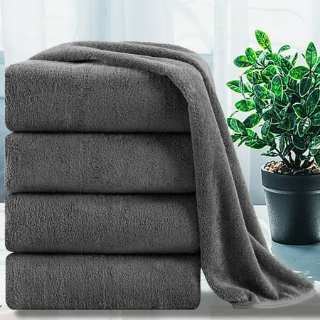 jessy home 4 pack oversized bath sheet towels 700 gsm ultra soft dark gray bath towel set