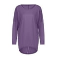 thumbnail image 5 of Blczomt Plain Women Tops Purple Loose Fit Shirt Batwing Sleeve High Low Crewneck Womens Blouse XL, 5 of 5