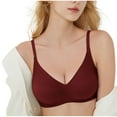 thumbnail image 3 of Fatuov Bras for Women Wireless Push-Up T-Shirt Bralette Solid Color Seamless Underwear for Home Soft Bras 34A, Red, 3 of 5