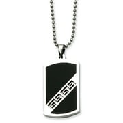 Stainless Steel Black Enamel Dog Tag Pendant 20in Necklace 20 Inch