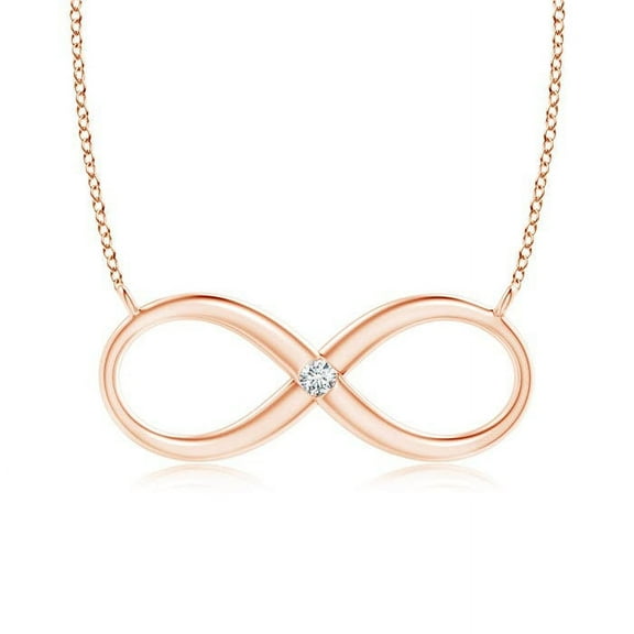 ANGARA Natural Sideways Infinity Necklace with Gypsy Diamond in 14K Rose Gold for Women (Size-2mm| Color-G| Clarity-VS2) | Anniversary, Jewelry Gift for Women | Natural Diamond Necklace