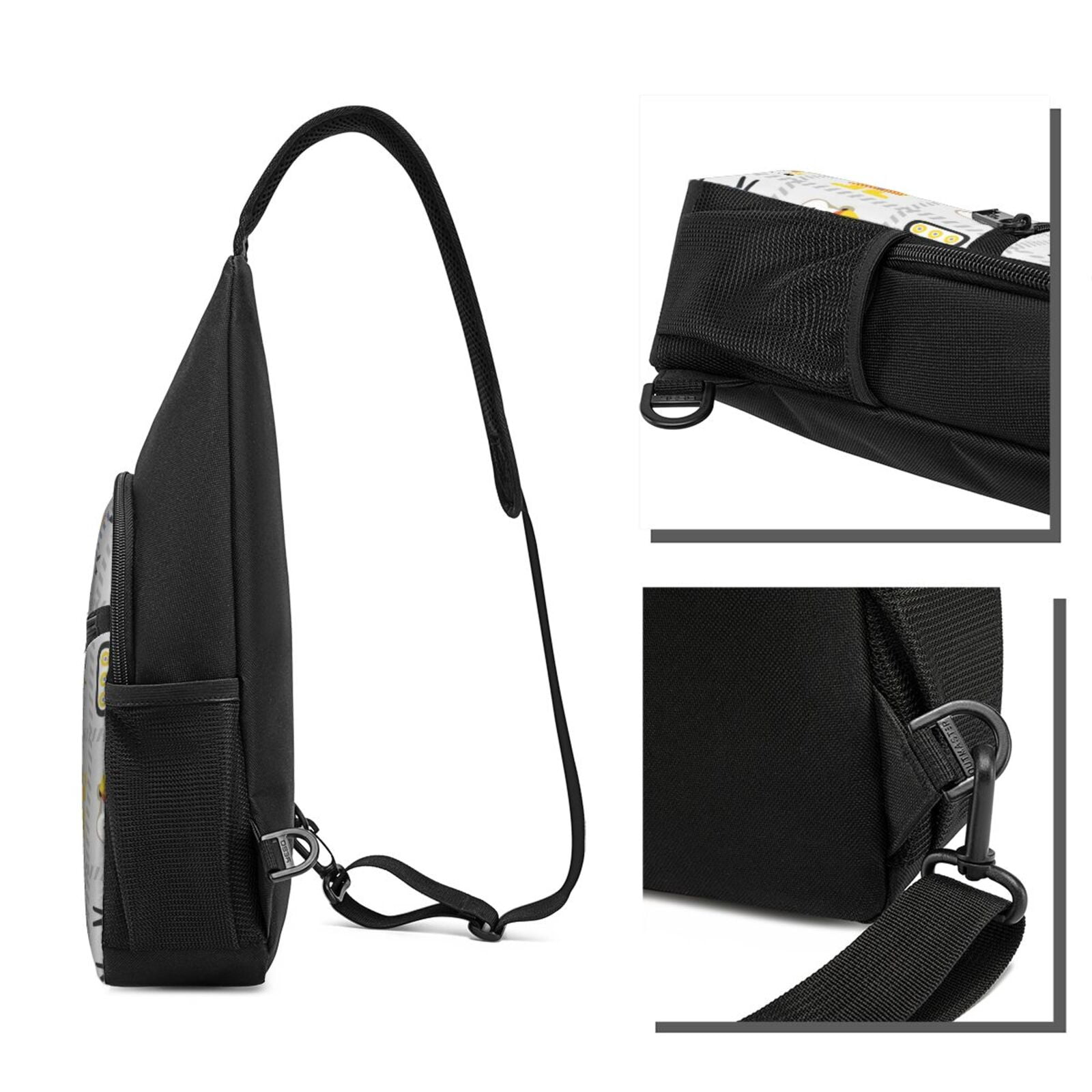 Xecao's Construction Equipments Worker Print Sling Bag: A Versatile Chest, Shoulder, and Crossbody Backpack for Casual Days Out, Perfect for Both Men and Women