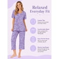 thumbnail image 6 of DAKIMOE Womens Pajama Set 2 Piece Short Sleeve V Neck Tops & Capri Pants, Comfy Soft Stretchy Sleepwear, Cute Printed Loungewear Lounge Set, Lightweight Pajamas for Women S-2XL, 6 of 8