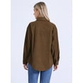 thumbnail image 3 of DARING DIVA Corduroy Shirts Oversized Button Down Jackets XS Brown, 3 of 6