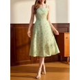 thumbnail image 4 of Vintage Elegant Women's Ditsy Floral Sleeveless Square Neck A-Line Midi Dress with Pockets and Button Detail, 4 of 7