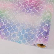 Mermaid Scale Wrapping Paper for Girls Kids - 17 Inch X 32 Feet Mini Roll Birthday Wrapping Paper Roll for All Occasions, Birthday, Baby Shower Present Wrap