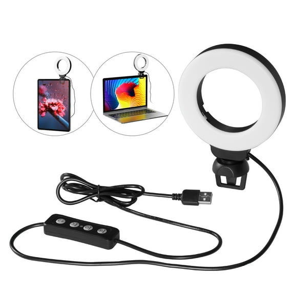 Usb Mini 4 Inch LED Ring Light Clip-on Laptop Video Conference Lighting 3 Lighting Modes 3200K-6500K Dimmable USB Powered For Live Streaming Online Education Meeting