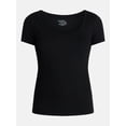 thumbnail image 6 of Time and Tru Women's Ribbed Scoop Neck Tee with Short Sleeves, Sizes XS-XXXL, 6 of 6