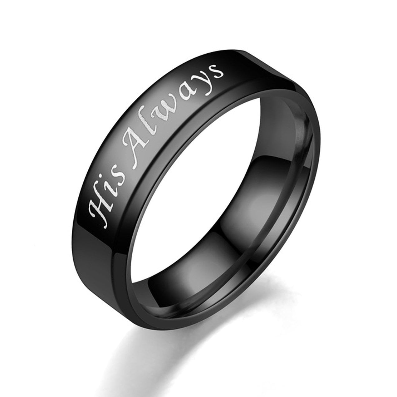 Romantic Black Stainless Steel Couples Ring Her Buck His Doe Elk Promise Ring Engagement Wedding Band for Valentines Anniversary 