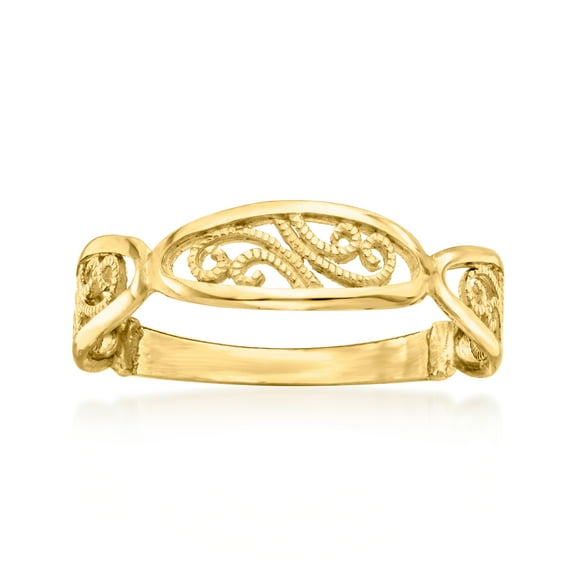 Ross-Simons Italian 14kt Yellow Gold Filigree Oval Station Ring, Women's, Adult