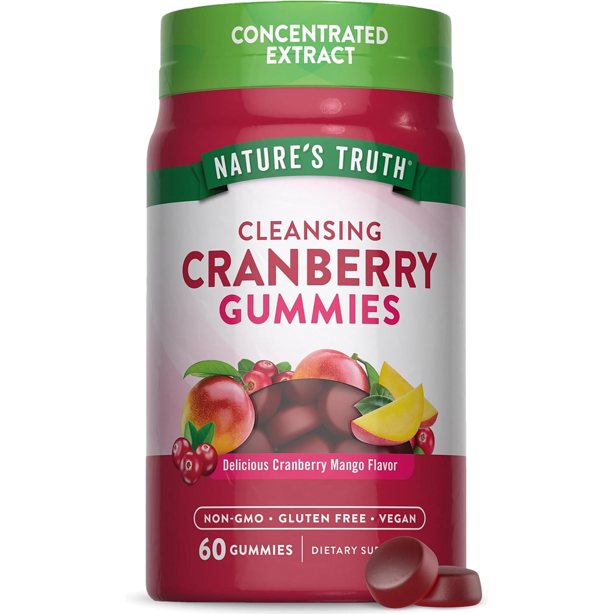 Cranberry Gummies | 60 Count | Supports Urinary Tract Health | Cranberry Mango Flavor | by Nature's Truth