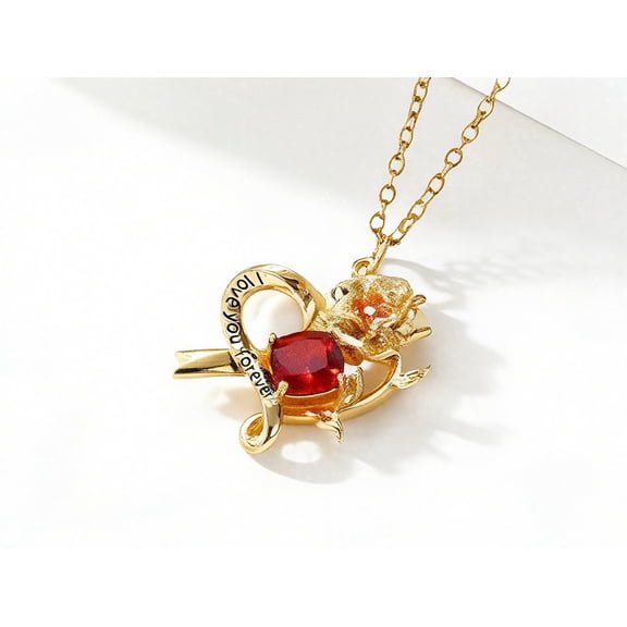 Gold & Silver Heart Peanut Birthstone Necklace I Love You Forever Pendant Jewelry for Women