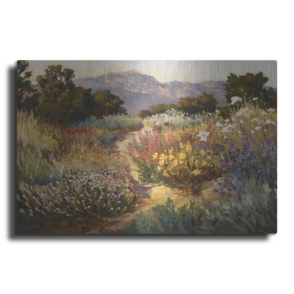 Luxe Metal Art 'Spring Trails' by Ellie Freudenstein, Metal Wall Art, 24"x16"