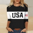 thumbnail image 5 of Womens USA Tshirt 3/4 Sleeve Patriotic Shirts Tee Loose Casual Tunic Tops 4th of July Outfits for Women Black, S, 5 of 5