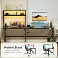 thumbnail image 5 of HLDIRECT L Shaped Gaming Desk with LED & Power Outlet, 67 inch Reversible Computer Desk with Shelves and Monitor Stand, 5 of 8