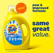 Tide Simply Laundry Detergent Liquid, Oxi Boost + Ultra Stain Release, Refreshing Breeze Scent, 129 fl oz, 96 Loads
