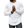 thumbnail image 4 of PNTUTB Men's Crew Neck Casual Long Sleeve Pullover Solid Color Lightweight Loose Fit Sports Top, 4 of 5