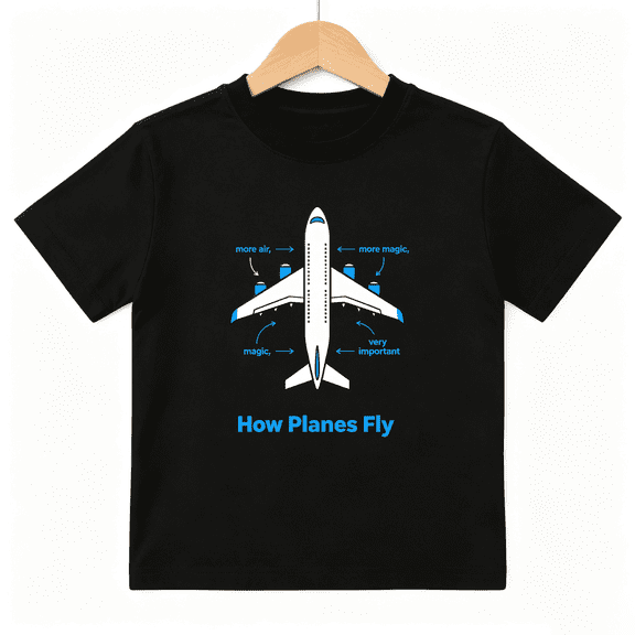 How Planes Fly Airplane Diagram Boys Graphic Tee Educational Science School Student Gift 100% Cotton Kids Short Sleeve T-Shirt