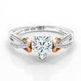 thumbnail image 2 of Gem Stone King 925 Sterling Silver and 10K Rose Gold White Heart Shape Moissanite and White Diamond Engagement Ring for Women (0.81 Cttw, Size 5), 2 of 5