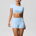 thumbnail image 3 of Women's Yoga Outfit Seamless Workout Set Sport Crop Tops High Waist Shorts Exercise Two Piece Gym Tracksuits, L, 3 of 6