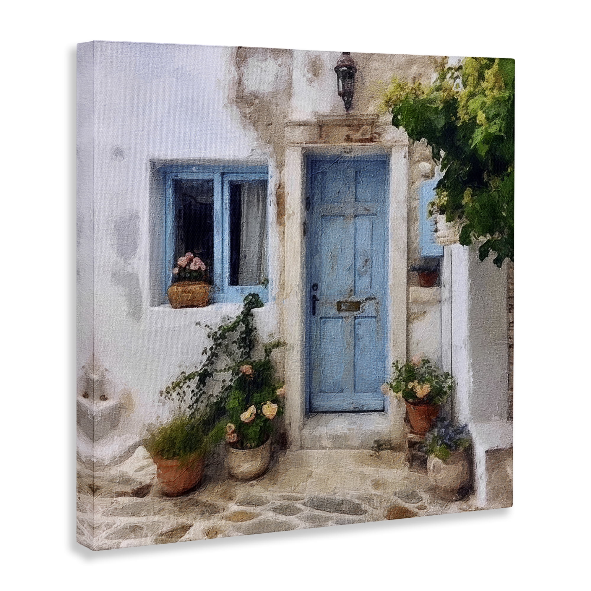 Stupell Industries Greek Door Architecture Town & City Painting Gallery Wrapped Canvas Art Print Wall Art, 36 x 36