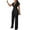 Black, variant on Women Casual Cold Shoulder Jumpsuit Solid Suspender Jumpsuits Wide Leg Pant