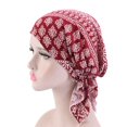 thumbnail image 1 of Classic Print Foldable Headscarf Cap Cotton Blend Ruffles Edge Stretchy Sleep Beanie Hair Accessories, 1 of 11