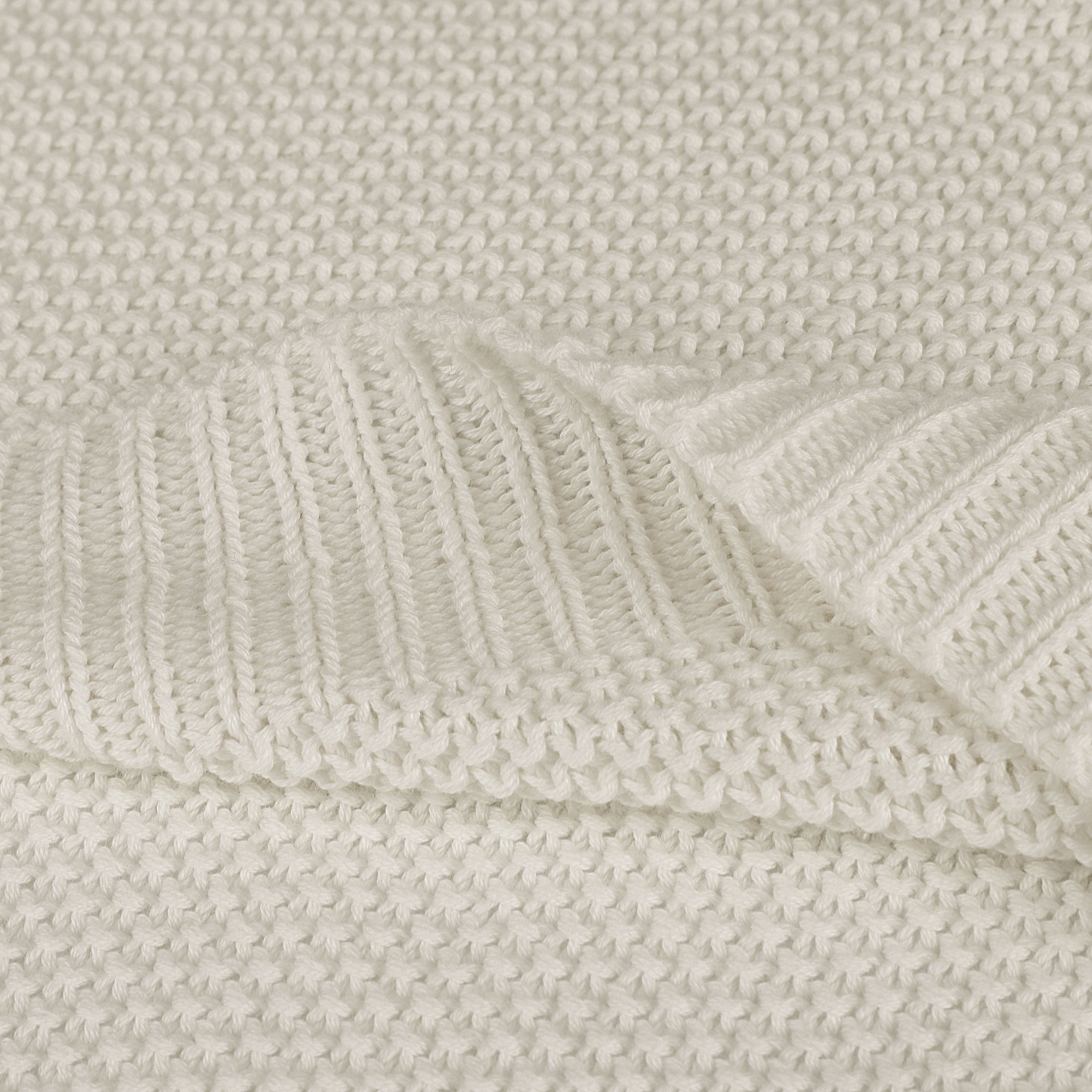 Unique Bargains Pure Cotton Soft Cable Knit Throw Blanket Beige 51" x 59"