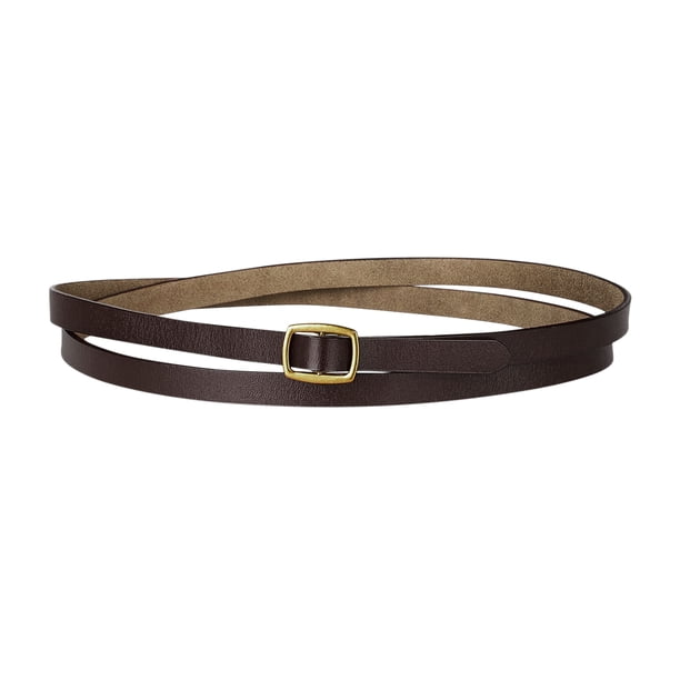 Cinturón de cuero ajustado ajustable para mujer Cinturones estrechos de moda Correa de cintura minimalista Café 95-115cm/37.4-45.67