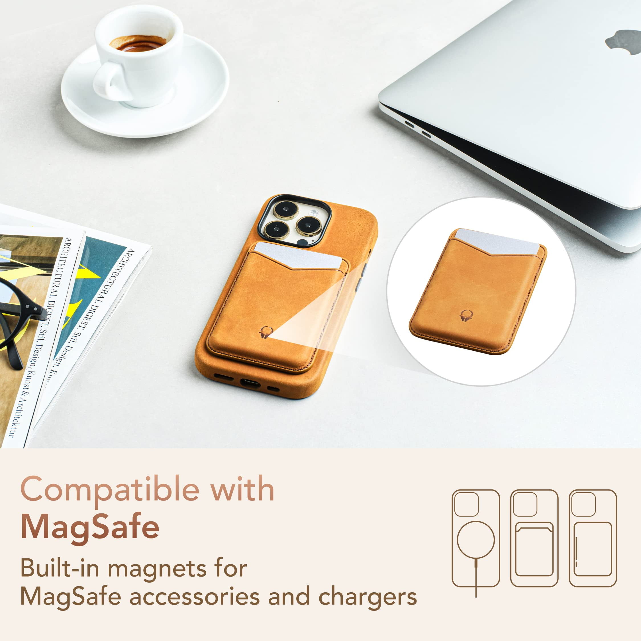 Iphone 14 Pro Max Leather Case - Vintage Black With Magsafe