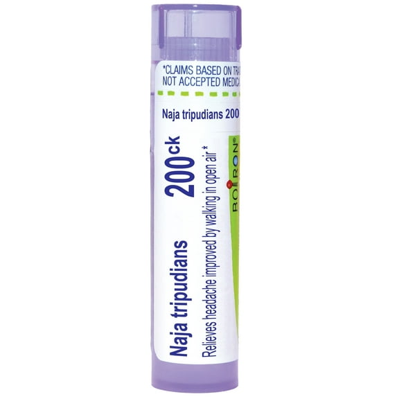 Boiron Naja Tripudians 200CK, Homeopathic Medicine for Headache Improved By Walking In Open Air, 80 Pellets