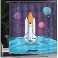 thumbnail image 3 of Ambesonne Outer Space Shower Curtain, Spaceship on the Moon, 69"Wx70"L, Dark Purple Sky Blue, 3 of 4
