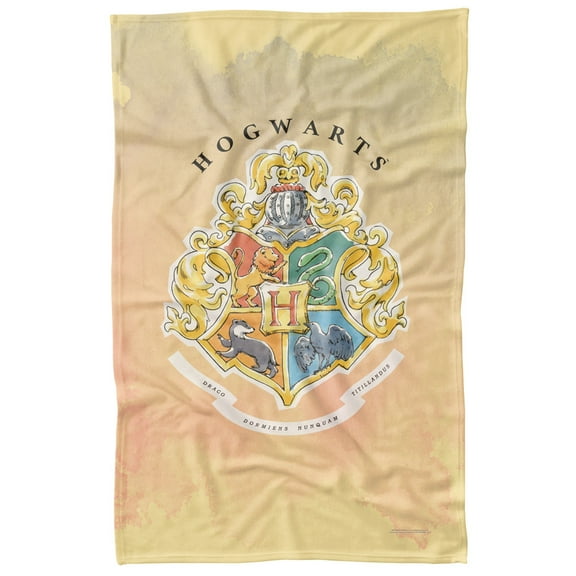 Harry Potter Watercolor Hogwarts Sigil Fleece Blanket 36' x 58',Watercolor Hogwarts Sigil