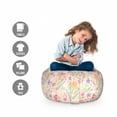 thumbnail image 2 of Botany Storage Toy Bag Chair, Delicate Spring Garden with Blossoming Wildflowers and Peonies Romantic Concept, Stuffed Animal Organizer Washable Bag, Large Size, Multicolor, by Ambesonne, 2 of 3