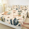 thumbnail image 3 of Feelyou Vintage Cowgirl Boot Queen Sheet Sets, Cactus Flower Stars Bed Set, 4 Pieces, 3 of 7