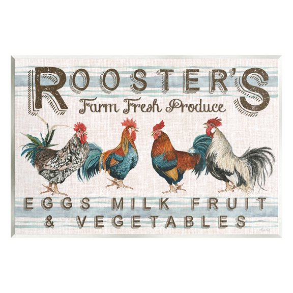 Stupell Industries Country Roosters Produce Botanical & Floral Painting Unframed Art Print Wall Art, 15 x 10