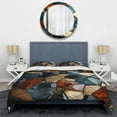 thumbnail image 3 of Designart "Cubic Gold and Blue Mosaic Tiles III" Abstract Tile Bedding Covert Set - Abstract Gold Modern Bed Set With 2 Shams, 3 of 5