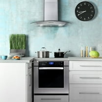 Cosmo Ducted Wall Mount Range Hood, Stainless Steel With Push Buttons, LED