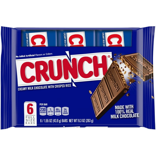 (6 Count) Crunch 100 Real Milk Chocolate Full Size Candy Bars, 9.3 oz