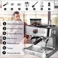 thumbnail image 6 of 20 Bar Semi-Automatic Machine – Built-in Bean Grinder, Milk Frother Steam Wand, 2.8L Water Tank, for Latte & Cappuccino at Home, 6 of 6