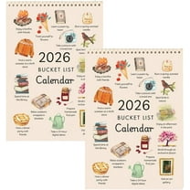Bucket List Calendar 2026 – 12-Month Wall Calendar with Illustrated Pages, DIY-Friendly Design & Inspirational Daily Prompts, Motivational Home & Office Gift for Friends (Style A*2)