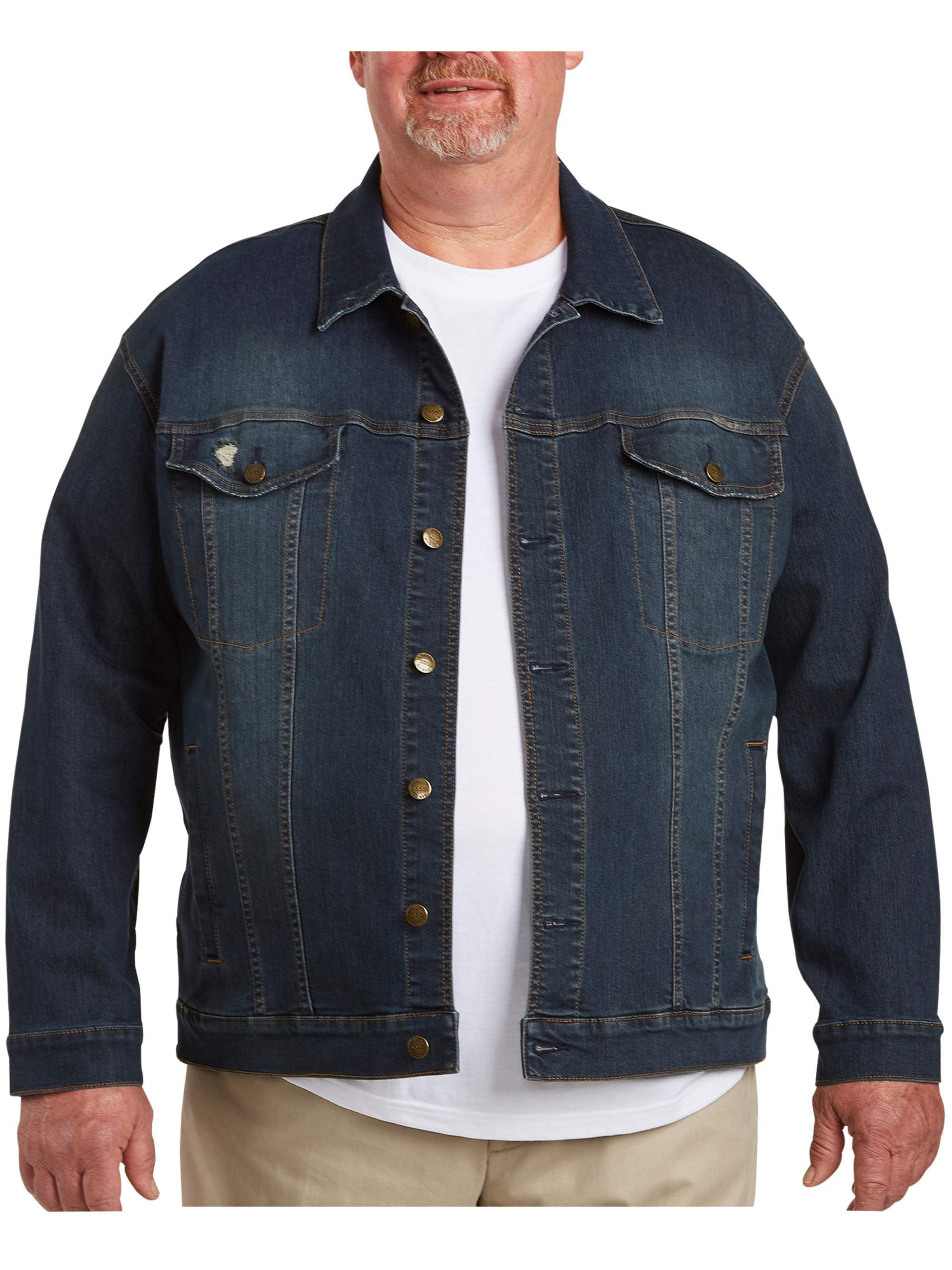 Vintage Distressed Denim Jacket Coat Top Blouse Big & Tall NRUTUP Mens Activewear 