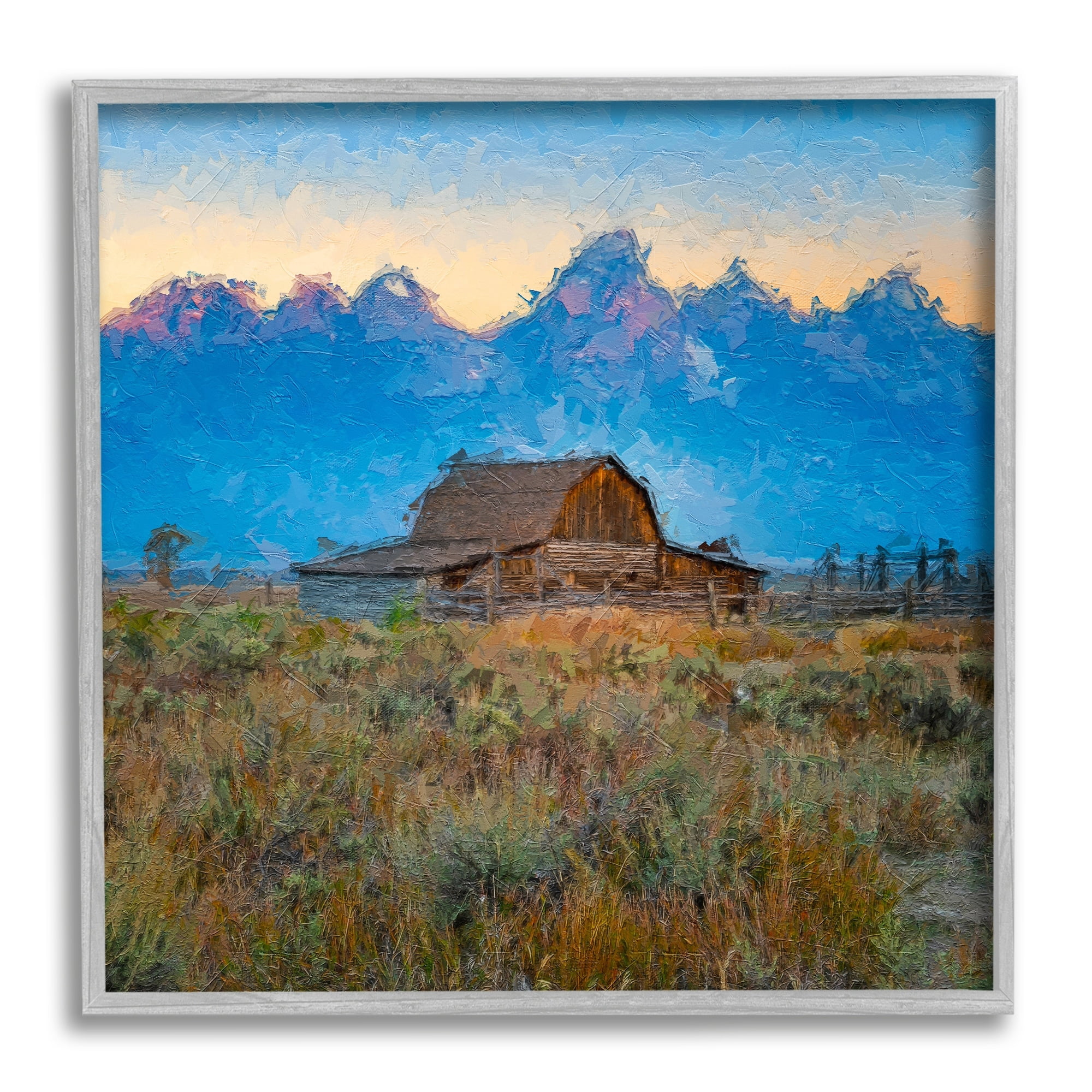 Stupell Industries Countryside Farm Pasture Barn Bold Blue Sunset Framed Wall Art, 12 x 12, Design by Daniel Sproul
