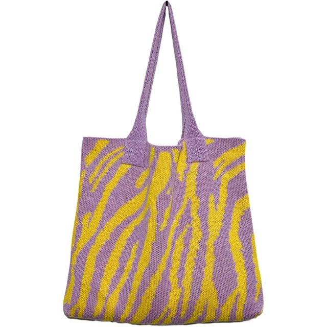 LinYooLi Sac Fourre-Tout Femme Grande Capacité Tricoté Sac à Main Rayé