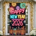 thumbnail image 3 of Neon Effect New Year Banner Colorful Fireworks 2026 Celebration Display City Night View Shiny Stars Happy NYE Backdrop for New Year Party NYE Celebration 2026 Event, 3 of 9